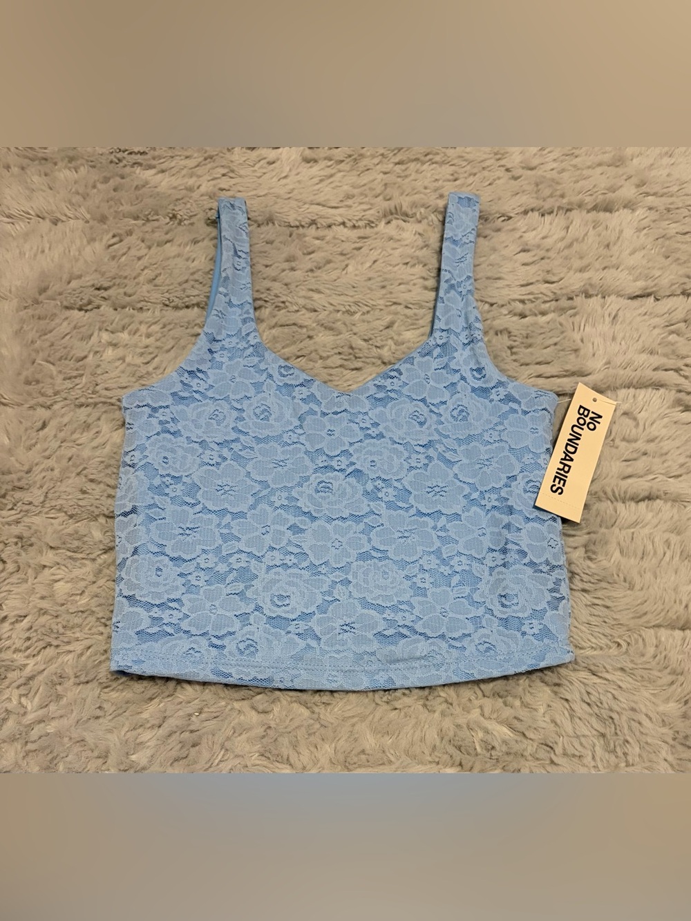 No Boundaries Sky Blue Lace Crop Cami